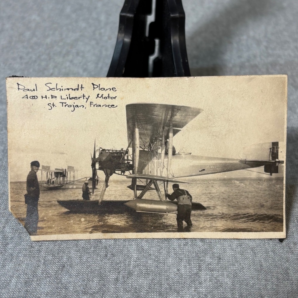 Vintage Paul Schmidt Biplane Photo Liberty Motor St Trojan France WWI Aviation